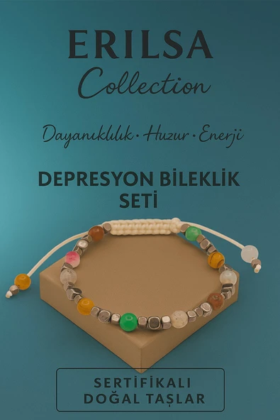 Sertifikalı Yeşim Akik Kuvars Doğal Taş Depresyon Bileklik Seti Huzur Enerji Denge Model ürün görseli 1