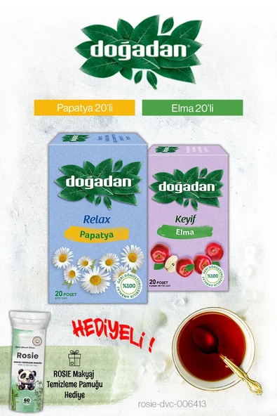 Doğadan Elma ve Papatya Poşet Çay ve Rosie Hediyeli ürün görseli 1