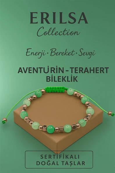 Sertifikalı Terahertz Aventurin Doğal Taş Bileklik - Enerji Bereket Sevgi Taşı ürün görseli 1