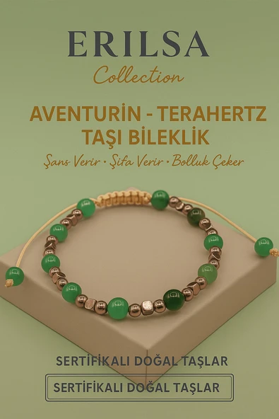 Sertifikalı Aventurin Terahertz Doğal Taş Bileklik - Şans Şifa Bolluk Enerji Dengesi ürün görseli 1