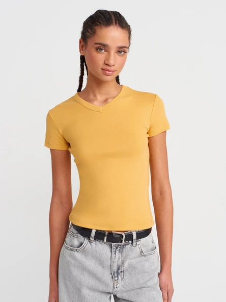 31673 DİLVİN V YAKA T-SHIRT - Resim 5