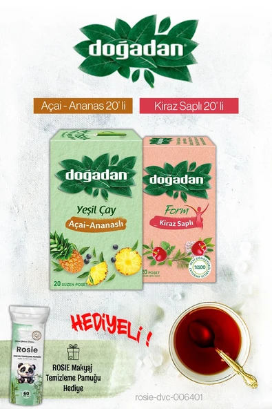 Doğadan Kiraz ve Açai Ananas Poşet Çay ve Rosie Hediyeli ürün görseli 1