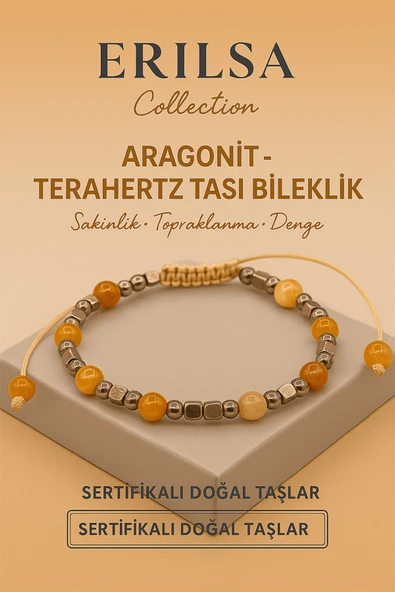 Sertifikalı Aragonit Doğal Taş Bileklik - Sakinlik Topraklanma Denge Taşı ürün görseli 1