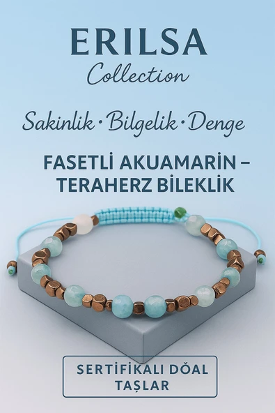Sertifikalı Fasetli Terahertz Akuamarin Taşı Bileklik – Sakinlik, Bilgelik ve Denge Taşı ürün görseli 1