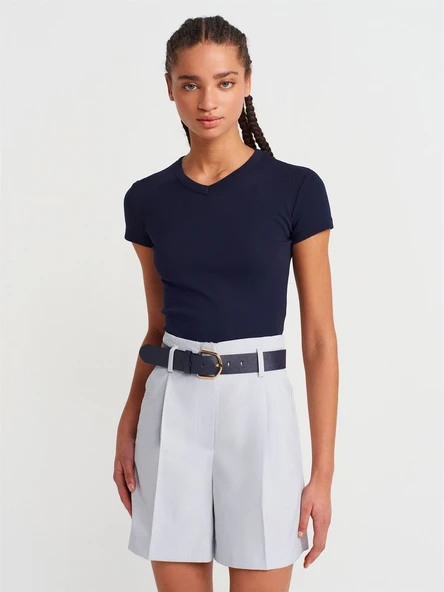 31673 DİLVİN V YAKA T-SHIRT - Resim 4