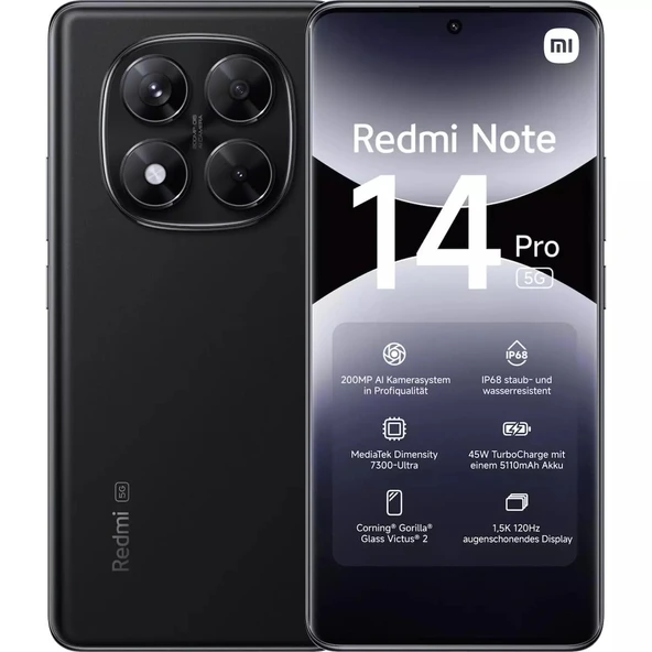 PTTAVM: Xiaomi Redmi Note 14 Pro 5G 8 GB 256 GB Siyah (İthalatçı