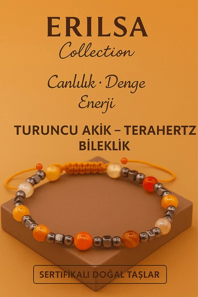Sertifikalı Terahertz Turuncu Akik Taşı Bileklik – Enerji, Canlılık ve Denge Doğal Taş ürün görseli 1