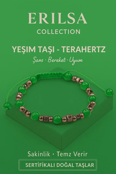 Sertifikalı Terahertz Yeşim Taşı Bileklik - Şans Bereket Uyumu Arttıran Doğal Taş Enerji ürün görseli 1