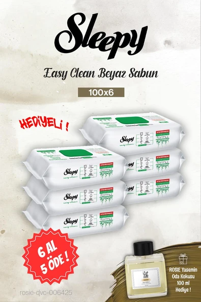Sleepy 100'lü Easy Clean Beyaz Sabun 6 AL 5 ÖDE, Rosie Yasemin Oda Kokusu ürün görseli 1
