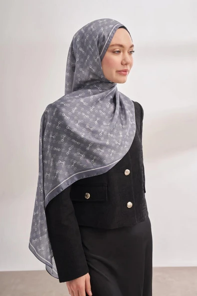 3361 ARMANDA İTHAL VUAL ŞAL MONOGRAM DESEN AA - Resim 7