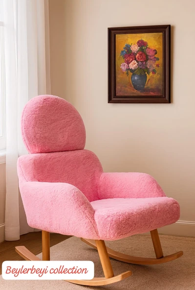 Başı ayarlanabilir sallanan koltuk pembe renkli ürün görseli 1