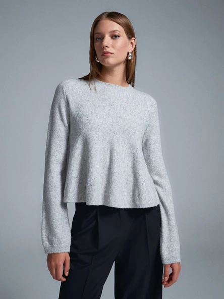 10832 DİLVİN PEPLUM PULLU SİMLİ TRİKO KAZAK - Resim 3