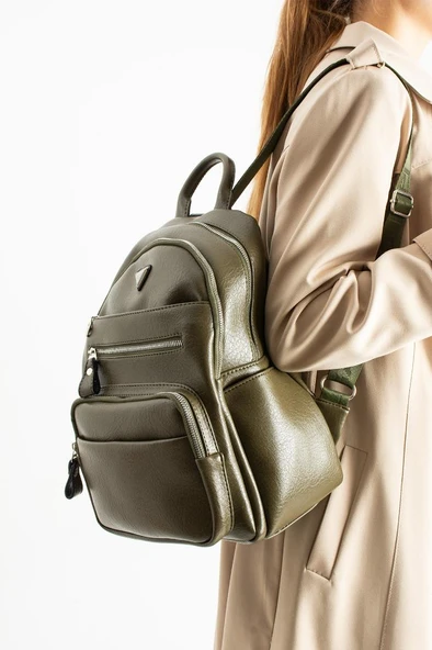Vegan Deri Kadın Sırt Çantası 35*25 Cm Yağmur İtici Kumaş Mega Bag Günlük Kullanıma Uygun ürün görseli 1