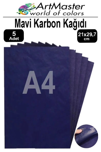 Karbon Kağıdı A4 Mavi 5 Adet 21x29,7 cm Transfer Kağıdı Kopya Kağıdı Renkli Karbon Kağıdı Ahşap Seramik Metal Cam ürün görseli 1