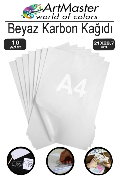 Karbon Kağıdı A4 Beyaz 10 Adet 21x29,7 cm Transfer Kağıdı Kopya Kağıdı Renkli Karbon Kağıdı Ahşap Seramik Metal Cam ürün görseli 1