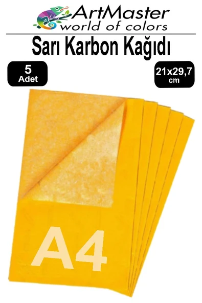 Karbon Kağıdı A4 Sarı 5 Adet 21x29,7 cm Transfer Kağıdı Kopya Kağıdı Renkli Karbon Kağıdı Ahşap Seramik Metal Cam ürün görseli 1