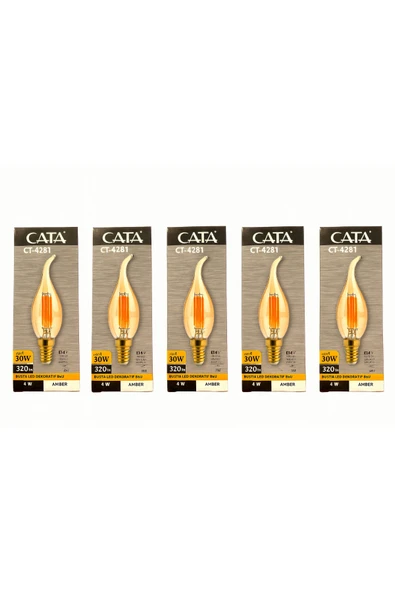 CT-4281 4w Amber Rustik Kıvrık Mum Led Ampul 5Lİ PAKET ürün görseli 1