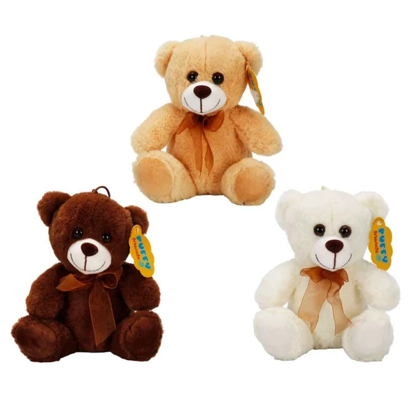 0998 PELUŞ AYI OTURAN KURDELELİ 21CM 2R ürün görseli 1