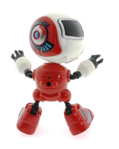 Dekoratif Sesli Işıklı Mini Sevimli Kırmızı Robot - Resim 3