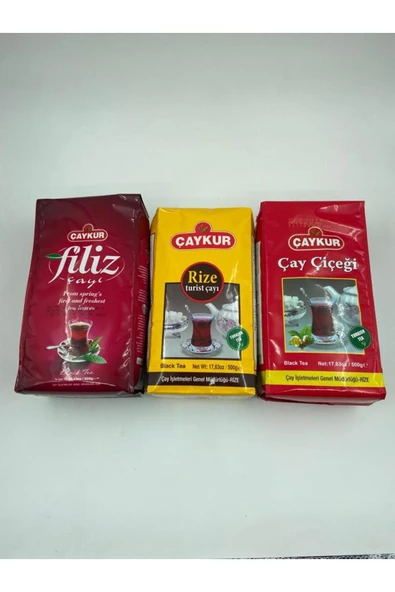 Çaykur FİLİZ ÇAY, TURİST ÇAY VE ÇAY ÇİÇEĞİ ÜÇLÜ PAKET 500X3 ürün görseli 1