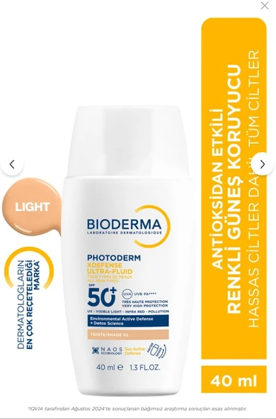 Bioderma Photoderm XDefense Spf50+ Tüm Cilt Tipleri Antioksidan Etkili Renkli Güneş Kremi Light 40 ml ürün görseli 1