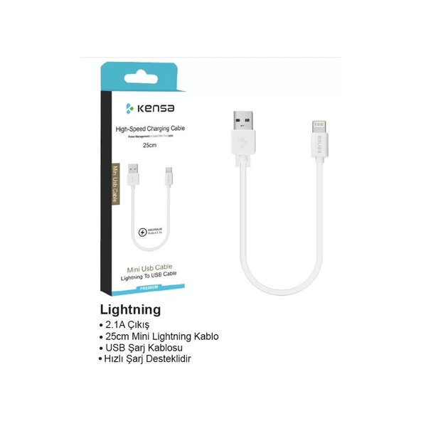 Lightning C-200 2.1A 25CM Şarj Kablosu ürün görseli 1