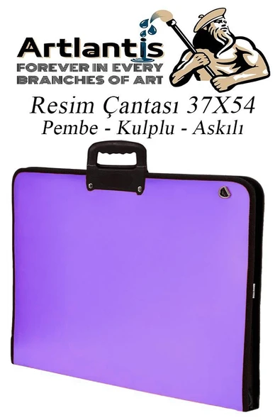 Lila Resim Çantası Fermuarlı Kulplu 37x54 cm 1 Adet Teknik Resim Dosya Çantası 35x50 cm Askılı Proje Çantası Okul Sınıf ürün görseli 1