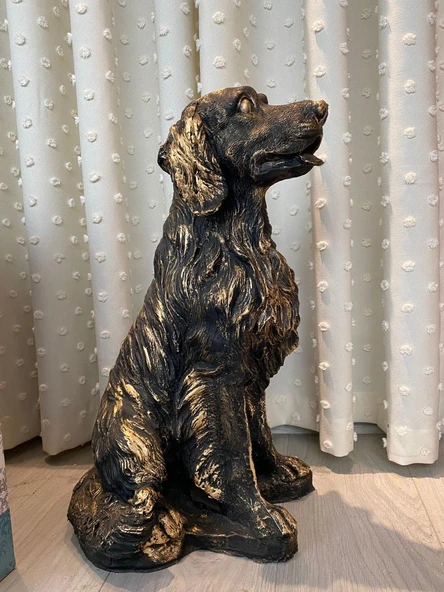 Dekoratif  Golden Köpek Biblo Avcı Köpeği Heykel ürün görseli 1