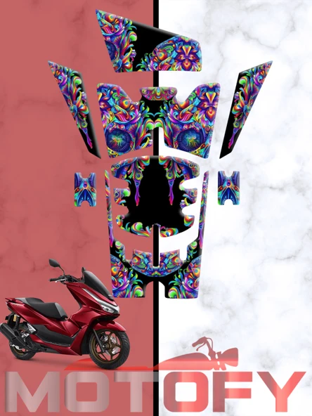 HONDA PCX 125 2025 TANK PAD SETİ BLACK WHITE PURPLE ROSE GOTHIC DESIGN ürün görseli 1