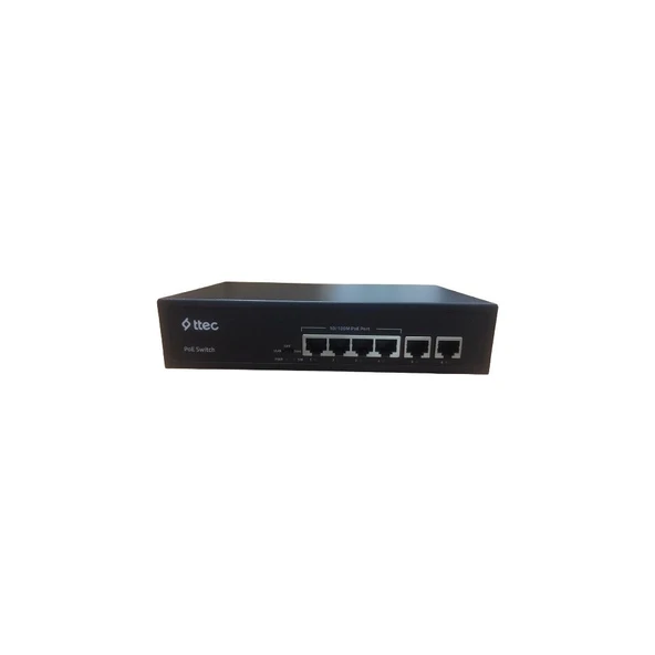 0665P 4+2 Portlu, 10/100 Fast Ethernet, Poe Switch 2 Fast Ethernet Uplink, 4 Port Poe + 65W ürün görseli 1