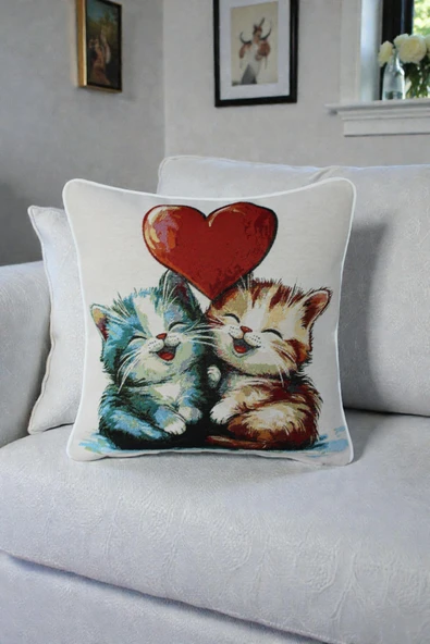 VISIONARIO Kırlent Jakarlı Dokuma Goblen Kumaş - 45x45cm Biyeli Çift Taraflı Dekoratif Kırlent Kılıfı ürün görseli 1