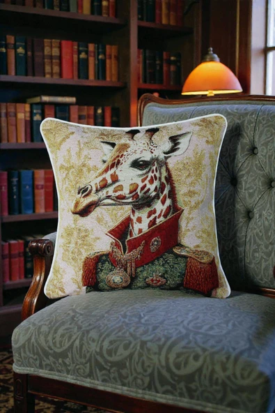 VISIONARIO Kırlent Jakarlı Dokuma Goblen Kumaş - 45x45cm Biyeli Çift Taraflı Dekoratif Kırlent Kılıfı ürün görseli 1
