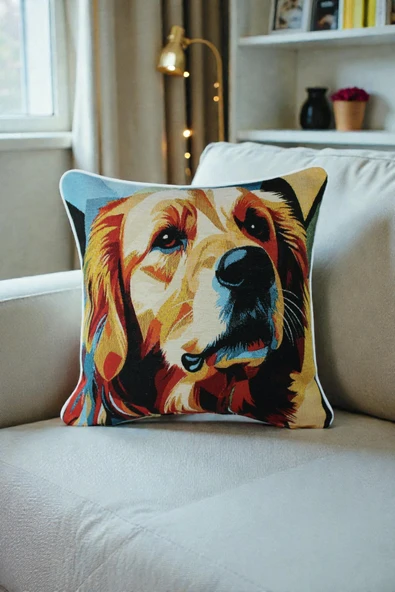 VISIONARIO Kırlent Jakarlı Dokuma Goblen Kumaş - 45x45cm Biyeli Çift Taraflı Dekoratif Kırlent Kılıfı ürün görseli 1