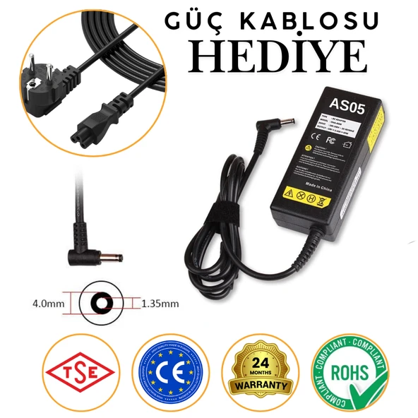 Asus ile Uyumlu K553MA, K553SA, F553SA  Adaptör Şarj ürün görseli 1
