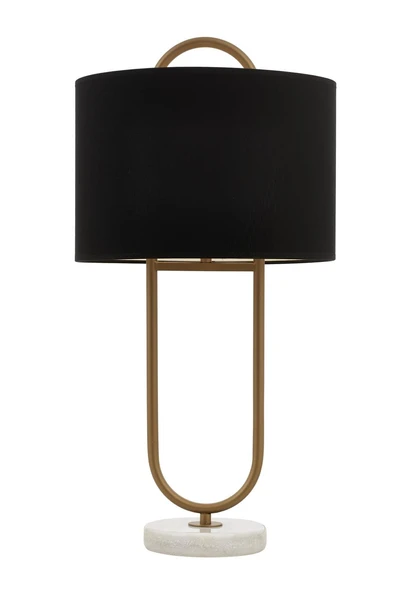 AVONNI  Eskitme Boyalı Masa Lambası  Metal Mermer Kumaş 30cm ürün görseli 1