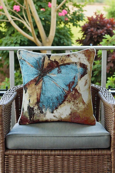VISIONARIO Kırlent Jakarlı Dokuma Goblen Kumaş - 45x45cm Biyeli Çift Taraflı Dekoratif Kırlent Kılıfı ürün görseli 1