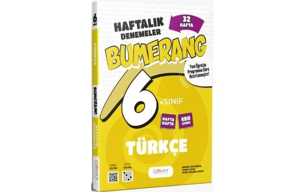 6. Sınıf Türkçe Bumerang 32 Haftalık Denemeleri Günay Yayınları ürün görseli 1