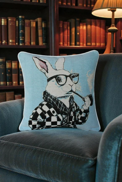 VISIONARIO Kırlent Jakarlı Dokuma Goblen Kumaş - 45x45cm Biyeli Çift Taraflı Dekoratif Kırlent Kılıfı ürün görseli 1