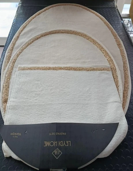 LEYDİ HOME KREM GOLD BANYO PASPASI 3 PARÇA ürün görseli 1