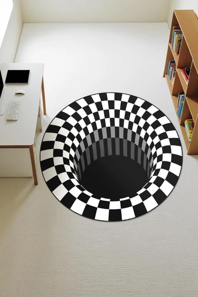 3D Modern Desenli Yuvarlak Dijital Baskı Kaymaz Tabanlı Halı H0336 Renkli 180 X 180 ürün görseli 1