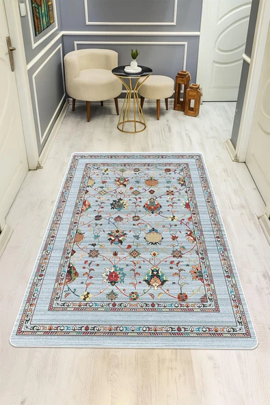 Vintage Desen Dijital Baskı Kaymaz Taban Halı H0281 Renkli 180 X 280 ürün görseli 1