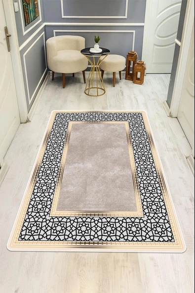 Modern Desenli Dijital Baskı Kaymaz Taban Halı H0165 Renkli 160 X 230 ürün görseli 1