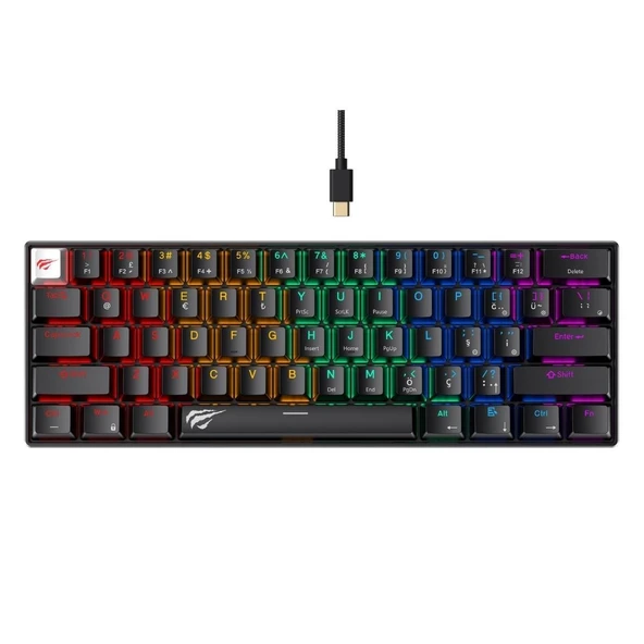 Havit Gamenote KB903L %60 Mekanik Blended Aydınlatma Oyuncu Klavyesi - 61 Tuş - Siyah ürün görseli 1