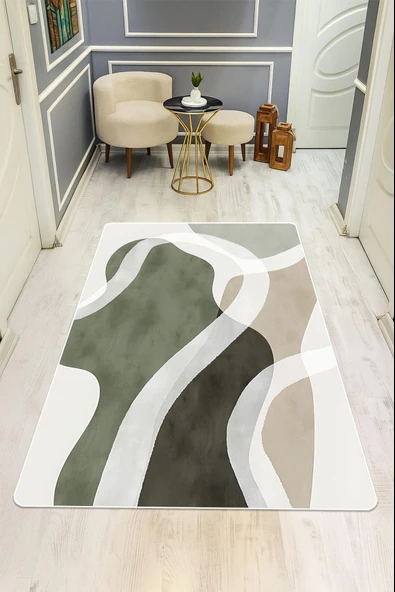 Modern Desenli Dijital Baskı Kaymaz Taban Halı H0222 Renkli 80 X 150 ürün görseli 1