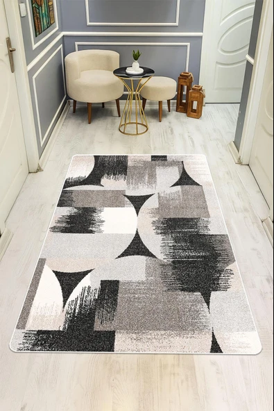Modern Desenli Dijital Baskı Kaymaz Taban Halı H1117 Renkli 80 X 150 ürün görseli 1