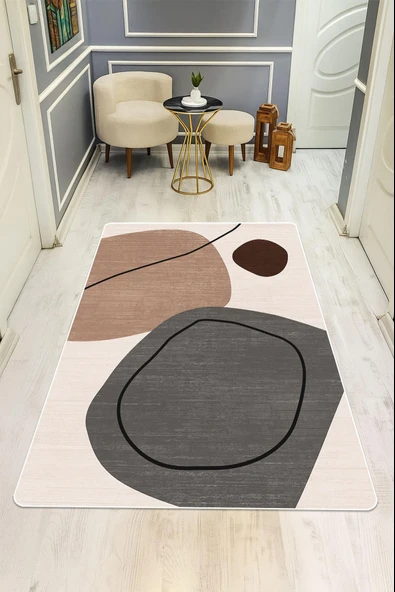 Modern Desenli Dijital Baskı Kaymaz Taban Halı H1116 Renkli 160 X 230 ürün görseli 1