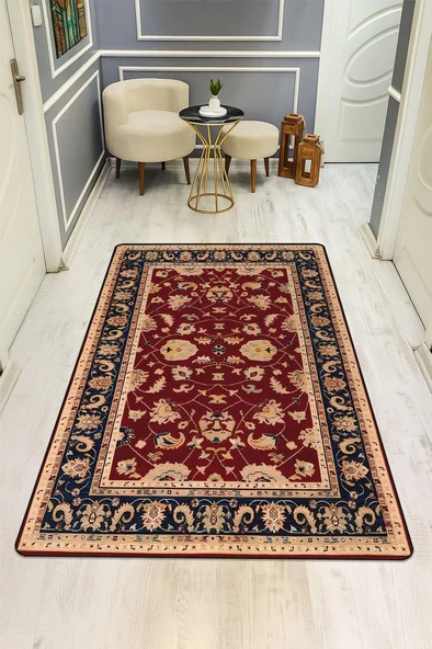 Vintage Desen Dijital Baskı Kaymaz Taban Halı H1051 Renkli 80 X 150 ürün görseli 1