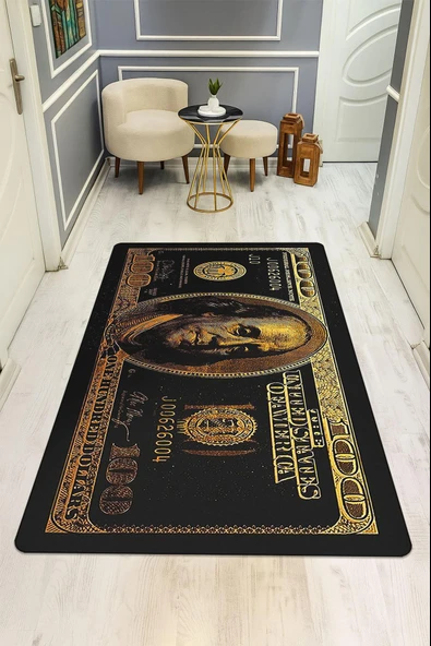 Modern Dolar Desen Dijital Baskı Kaymaz Taban Halı H0170 Renkli 200 X 300 ürün görseli 1