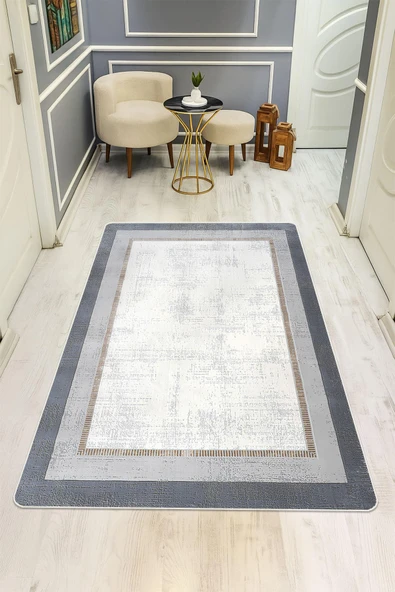 Parlak Kadife Kumaş Dijital Baskı Modern Desenli Dot Kaymaz Tabanlı Halı H1075 RENKLİ 100 X 300 ürün görseli 1