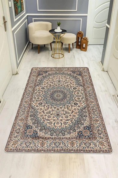 Klasik Desen Dijital Baskı Kaymaz Taban Halı H1100 Renkli 80 X 300 ürün görseli 1